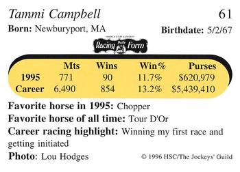 1996 Jockey Star Jockeys' Guild #61 Tammi Campbell Back